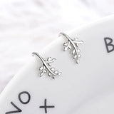 925 Sterling Silver Tree Leaves Ears Clip Vintage Jewelry