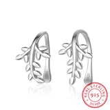 925 Sterling Silver Tree Leaves Ears Clip Vintage Jewelry