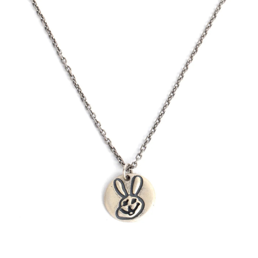 Antique 925 Sterling Silver Chain Rabbit Pendant Necklace Vintage Animal Jewelry