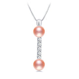 Natural Freshwater Pearl Pendant Zircon Necklace 925 Sterling Silver