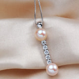 Natural Freshwater Pearl Pendant Zircon Necklace 925 Sterling Silver