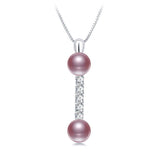 Natural Freshwater Pearl Pendant Zircon Necklace 925 Sterling Silver