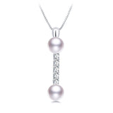 Natural Freshwater Pearl Pendant Zircon Necklace 925 Sterling Silver