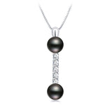 Natural Freshwater Pearl Pendant Zircon Necklace 925 Sterling Silver