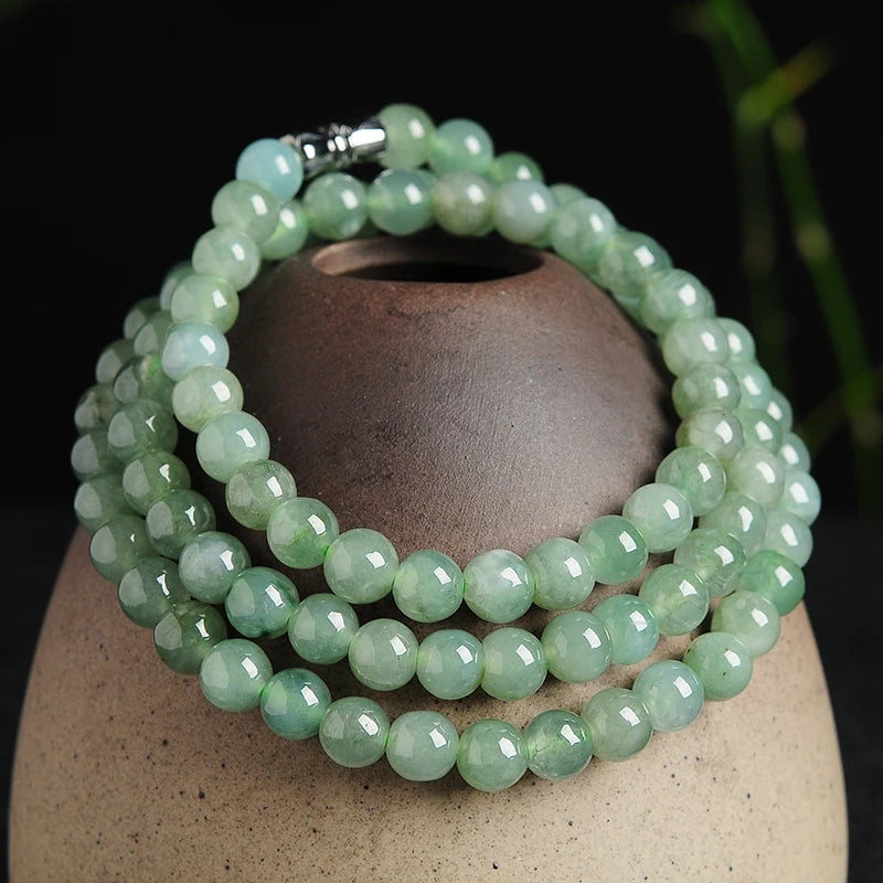 Natural A Jade Necklace Oil-green Jade 52cmL