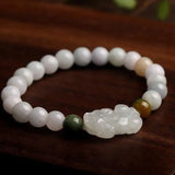 Natural Green Jadeite Pixiu Beads Bracelet