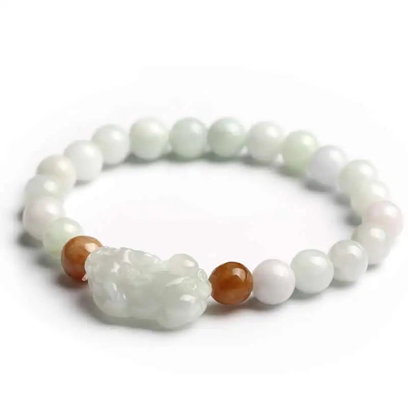 Natural Green Jadeite Pixiu Beads Bracelet