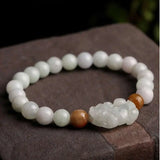 Natural Green Jadeite Pixiu Beads Bracelet