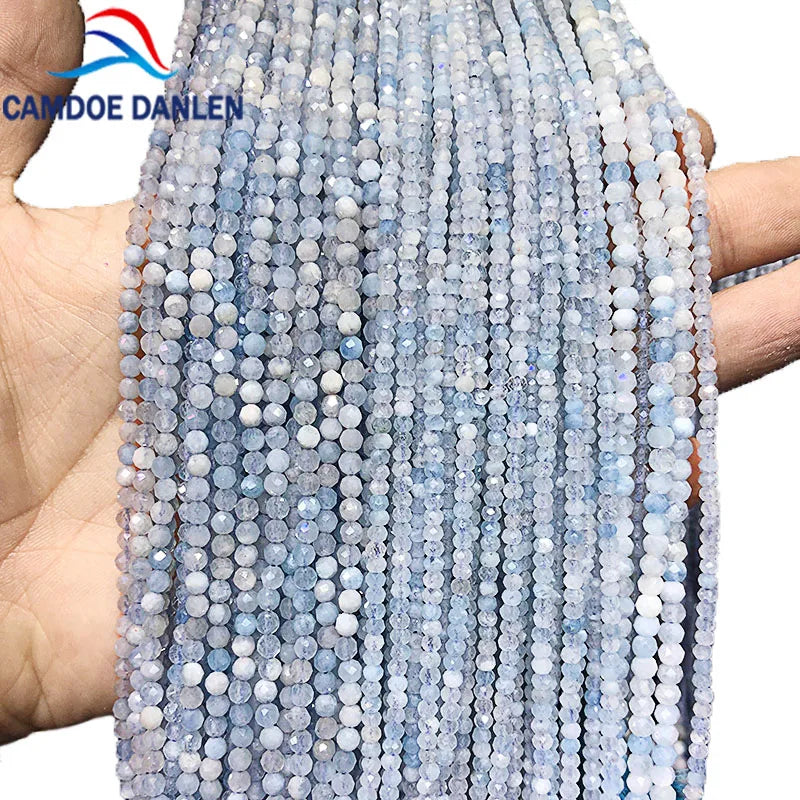 100% Natural Stone Aquamarine Beads 2/3/4mm