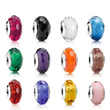 S925 Sterling Silver Glass Beads Purple Red Yellow Green Pink DIY Bracelet