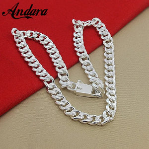 10MM 20''24'' 50cm 60cm Men Necklace 925 Silver Link Chain Necklaces