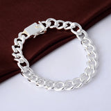 10MM Sterling Silver Link Chain Bracelet Men