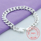 10MM Sterling Silver Link Chain Bracelet Men