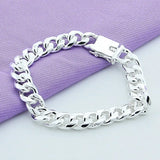 10MM Sterling Silver Link Chain Bracelet Men