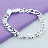 10MM Sterling Silver Link Chain Bracelet Men
