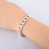 10MM Sterling Silver Link Chain Bracelet Men