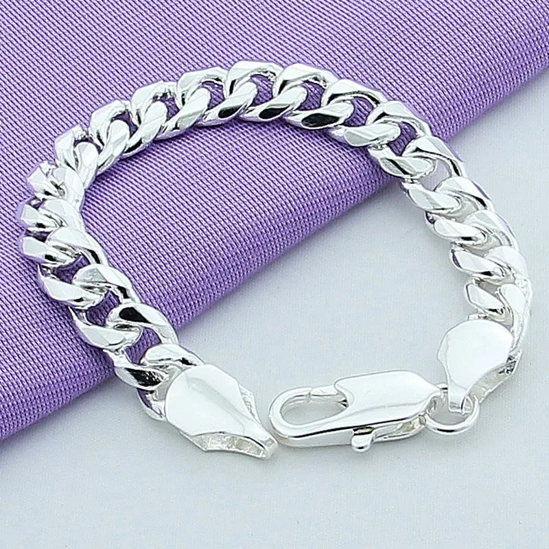 925 Silver Men's Chain Link Bracelet Classic Style