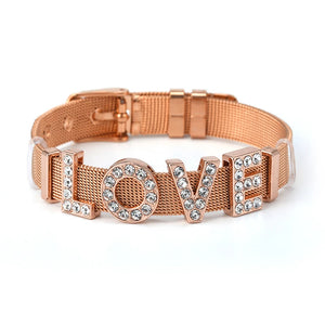 10mm Mesh Bracelet With LOVE Charm Beads - DIY Jewelry Gift