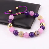 Natural Stone Purple Jade Beads Macrame Bracelet Women