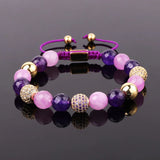 Natural Stone Purple Jade Beads Macrame Bracelet Women