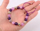 Natural Stone Purple Jade Beads Macrame Bracelet Women