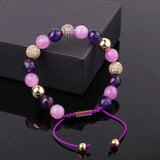 Natural Stone Purple Jade Beads Macrame Bracelet Women