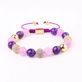 Natural Stone Purple Jade Beads Macrame Bracelet Women
