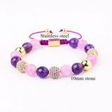 Natural Stone Purple Jade Beads Macrame Bracelet Women