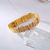 Stainless Steel Mesh Bracelet With Life Tree Charm Beads