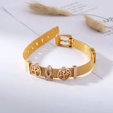 Stainless Steel Mesh Bracelet With Life Tree Charm Beads