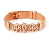 Stainless Steel Mesh Bracelet With Life Tree Charm Beads