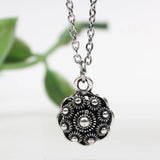 Tibetan Silver-Zinc Alloy Flower Metal Bead Pendant