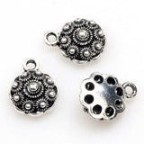 Tibetan Silver-Zinc Alloy Flower Metal Bead Pendant