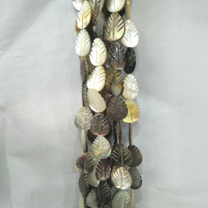 12x16mm Sea Shell Carving Leaves Mother of Pearl Beads 15''