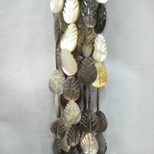 12x16mm Sea Shell Carving Leaves Mother of Pearl Beads 15''