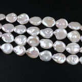 14-15mm Natural Freshwater Coin Shape Loose Pearl Strands