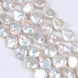 14-15mm Natural Freshwater Coin Shape Loose Pearl Strands