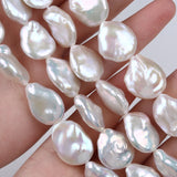14-15mm Natural Freshwater Coin Shape Loose Pearl Strands