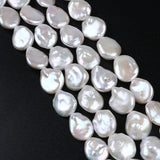 14-15mm Natural Freshwater Coin Shape Loose Pearl Strands