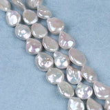 14-15mm Natural Freshwater Coin Shape Loose Pearl Strands