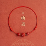 14K Plated Silver Beads Red String Anklet Natural Cinnabar Anklets