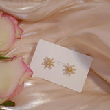 14K Real Firework Shape Pearl Stud Earrings for Women