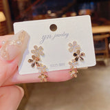 High 14K Small Flowers Needle Earrings for Women
