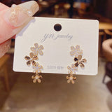 High 14K Small Flowers Needle Earrings for Women