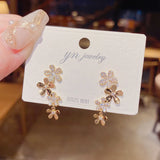 High 14K Small Flowers Needle Earrings for Women