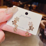 High 14K Small Flowers Needle Earrings for Women
