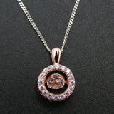 14K Yellow Plated 925 Sterling Silver Dancing Diamond Moving CZ Pendant Necklace
