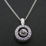 14K Yellow Plated 925 Sterling Silver Dancing Diamond Moving CZ Pendant Necklace