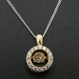 14K Yellow Plated 925 Sterling Silver Dancing Diamond Moving CZ Pendant Necklace