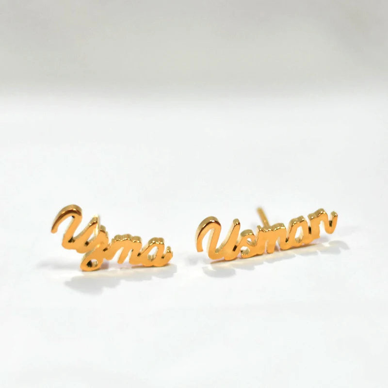 18K Stainless Steel Name Letter Earrings for Women
